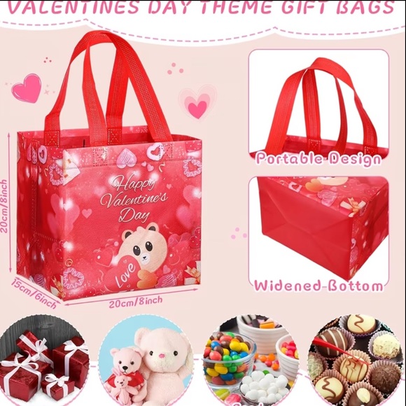 2 Count- Valentine’s Day Reusable Gift/ Tote Bags (random pull) - Picture 2 of 5
